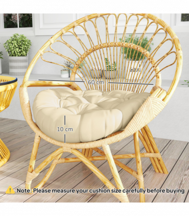 Outsunny Outdoor Seat Cushions Set of 2, Tufted Round Chair Pads, Beige