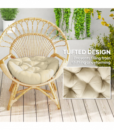 Outsunny Outdoor Seat Cushions Set of 2, Tufted Round Chair Pads, Beige