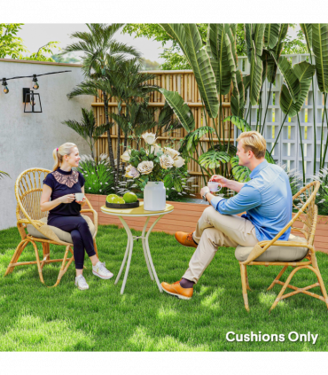 Outsunny Outdoor Seat Cushions Set of 2, Tufted Round Chair Pads, Beige