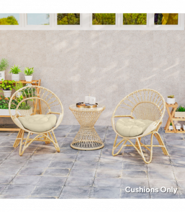 Outsunny Outdoor Seat Cushions Set of 2, Tufted Round Chair Pads, Beige