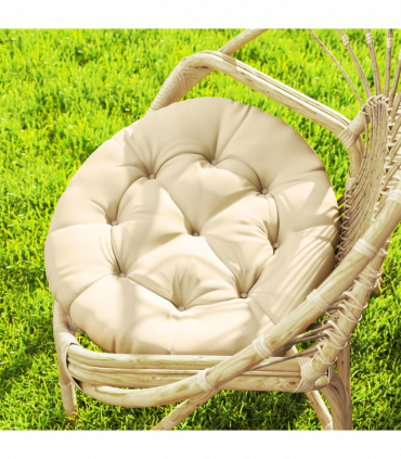 Outsunny Outdoor Seat Cushions Set of 2, Tufted Round Chair Pads, Beige