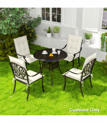 Outsunny Set of 4 Garden Chair Cushions, Outdoor Seat Pads, White