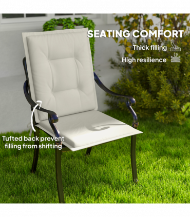 Outsunny Set of 4 Garden Chair Cushions, Outdoor Seat Pads, White