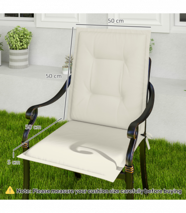 Outsunny Set of 4 Garden Chair Cushions, Outdoor Seat Pads, White