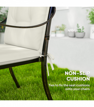 Outsunny Set of 4 Garden Chair Cushions, Outdoor Seat Pads, White