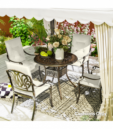 Outsunny Set of 4 Garden Chair Cushions, Outdoor Seat Pads, White