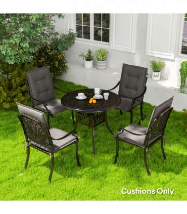 Outsunny Set of 4 Garden Chair Cushions, Outdoor Seat Pads, Charcoal Grey