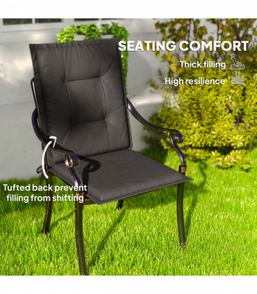Outsunny Set of 4 Garden Chair Cushions, Outdoor Seat Pads, Charcoal Grey
