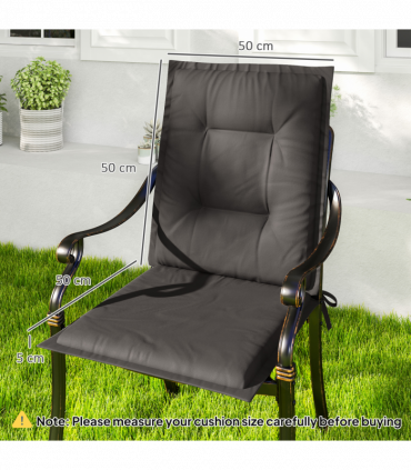 Outsunny Set of 4 Garden Chair Cushions, Outdoor Seat Pads, Charcoal Grey