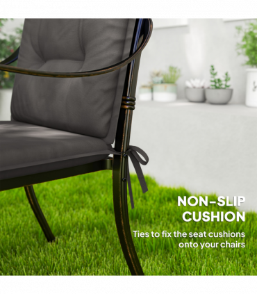 Outsunny Set of 4 Garden Chair Cushions, Outdoor Seat Pads, Charcoal Grey