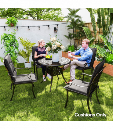 Outsunny Set of 4 Garden Chair Cushions, Outdoor Seat Pads, Charcoal Grey