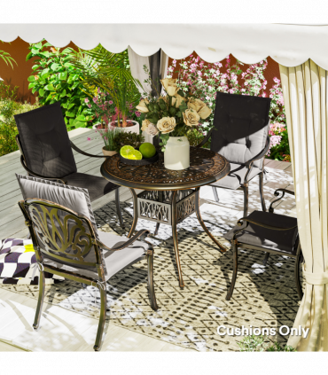 Outsunny Set of 4 Garden Chair Cushions, Outdoor Seat Pads, Charcoal Grey