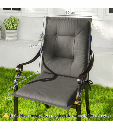 Outsunny Set of 4 Garden Chair Cushions, Outdoor Seat Pads, Light Grey