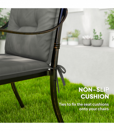 Outsunny Set of 4 Garden Chair Cushions, Outdoor Seat Pads, Light Grey