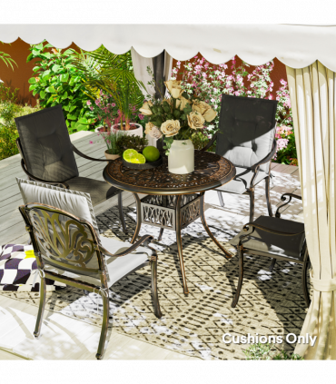 Outsunny Set of 4 Garden Chair Cushions, Outdoor Seat Pads, Light Grey