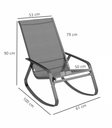 Outsunny Garden Rocking Chair with Armrests, High Back, Grey
