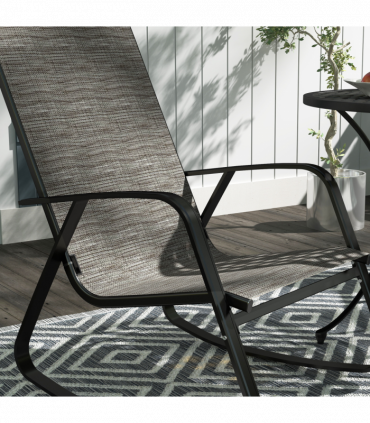 Outsunny Garden Rocking Chair with Armrests, High Back, Light Brown