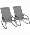 Outsunny 2PCS Garden Rocking Chairs with Armrests, High Back, Grey