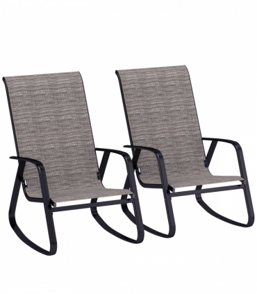 Outsunny 2PCS Garden Rocking Chairs with Armrests, High Back, Light Brown