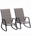 Outsunny 2PCS Garden Rocking Chairs with Armrests, High Back, Light Brown