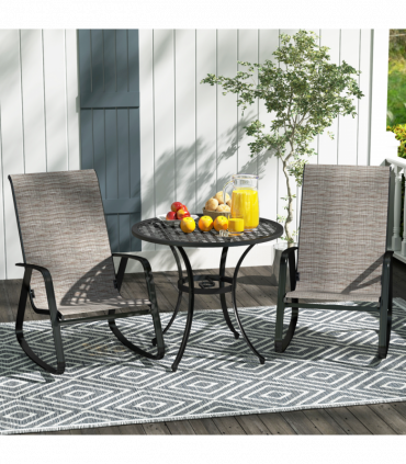 Outsunny 2PCS Garden Rocking Chairs with Armrests, High Back, Light Brown