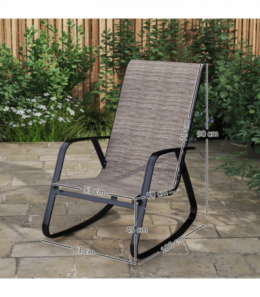 Outsunny 2PCS Garden Rocking Chairs with Armrests, High Back, Light Brown