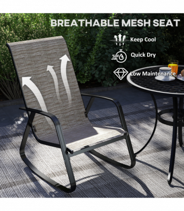 Outsunny 2PCS Garden Rocking Chairs with Armrests, High Back, Light Brown