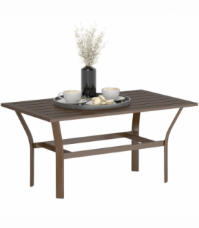 Outsunny Metal Garden Coffee Table with Slatted Tabletop, Brown