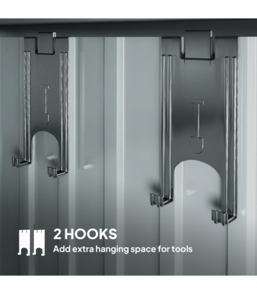 Outsunny 6.5x4FT Garden Shed Lockable Metal Tool Shed Light Grey Wood Effect