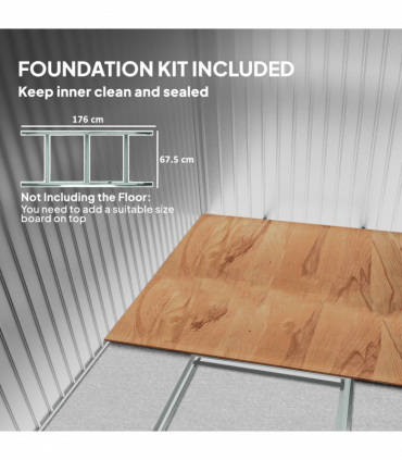 Outsunny 6.5x4FT Garden Shed Lockable Metal Tool Shed Light Grey Wood Effect