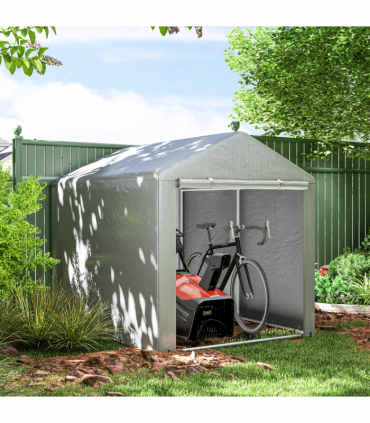 Outsunny 1.6 x 2.2m Garden Storage Shed Portable Shed Tent, Light Grey