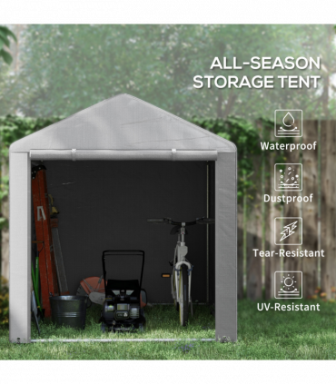 Outsunny 1.6 x 2.2m Garden Storage Shed Portable Shed Tent, Light Grey