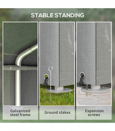 Outsunny 1.6 x 2.2m Garden Storage Shed Portable Shed Tent, Light Grey