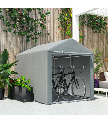 Outsunny 1.6 x 2.2m Garden Storage Shed Portable Shed Tent, Light Grey
