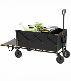 Outsunny 160L Folding Trolley Cart w/ Adjustable Handle, Black and Orange