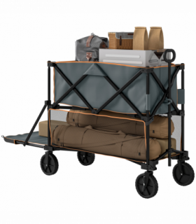 Outsunny Double Decker Folding Trolley Cart on Wheels, 200KG Capacity, Grey