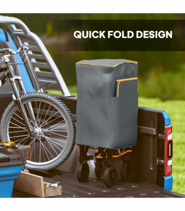 Outsunny Double Decker Folding Trolley Cart on Wheels, 200KG Capacity, Grey