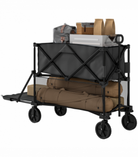 Outsunny Double Decker Folding Trolley Cart on Wheels, 200KG Capacity Black