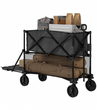 Outsunny Double Decker Folding Trolley Cart on Wheels, 200KG Capacity Black