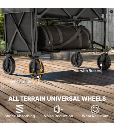 Outsunny Double Decker Folding Trolley Cart on Wheels, 200KG Capacity Black