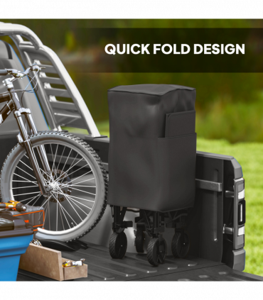 Outsunny Double Decker Folding Trolley Cart on Wheels, 200KG Capacity Black