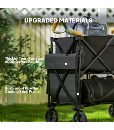 Outsunny Double Decker Folding Trolley Cart on Wheels, 200KG Capacity Black