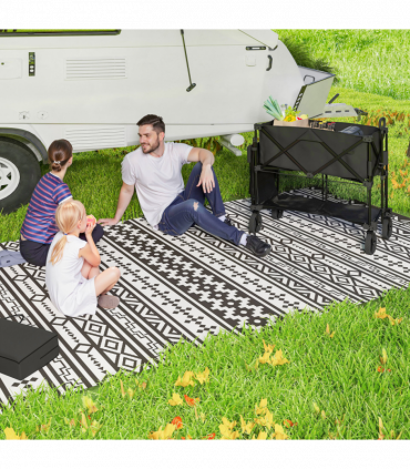 Outsunny Double Decker Folding Trolley Cart on Wheels, 200KG Capacity Black