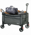 Outsunny Folding Trolley on Wheels, Garden Cart with Openable Sides, Grey