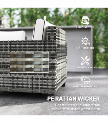 Outsunny 5 Seater Wicker Outdoor Furniture Set for Balcony, Light Grey