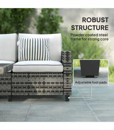 Outsunny 5 Seater Wicker Outdoor Furniture Set for Balcony, Light Grey