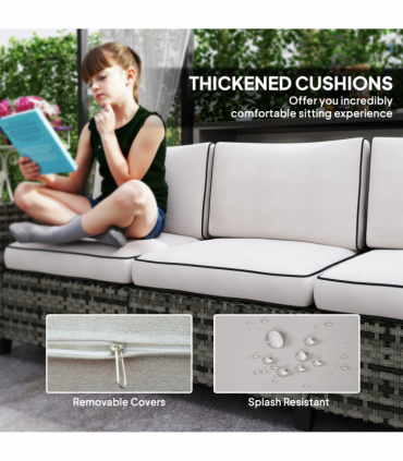 Outsunny 5 Seater Wicker Outdoor Furniture Set for Balcony, Light Grey