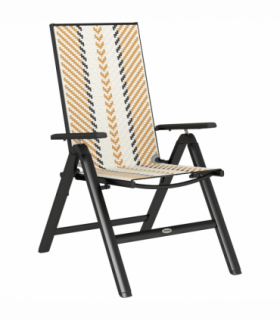 Outsunny Rattan Folding Chair w/ 5-Position Adjustable Backrest, Orange