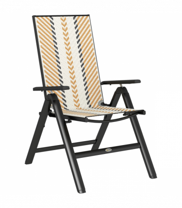 Outsunny Rattan Folding Chair w/ 5-Position Adjustable Backrest, Orange