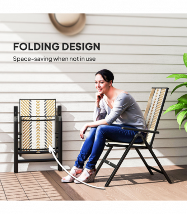 Outsunny Rattan Folding Chair w/ 5-Position Adjustable Backrest, Orange